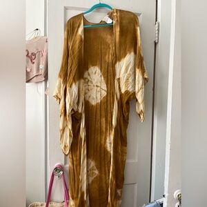 Free People Spellbound Full Length Tie Dye Long Kimono One Size Boho Cover-Up